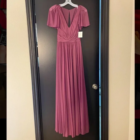 David's Bridal | Dresses | Flutter Sleeve Crisscross Mesh Bridesmaids Dress  Chianti Size 2 | Poshmark
